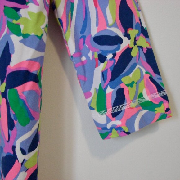 Lilly Pulitzer Floral Tunic Top V-neck Stretchy Purple Pink Green Blue Small - Picture 7 of 12